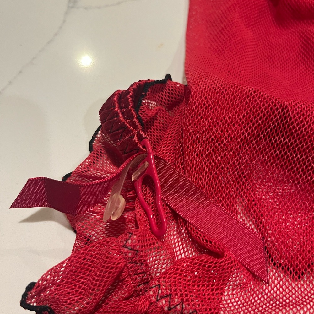 Frederick's of Hollywood Corset Garter Straps Size Small Elegant Red Sexy Sheer - Picture 5 of 14